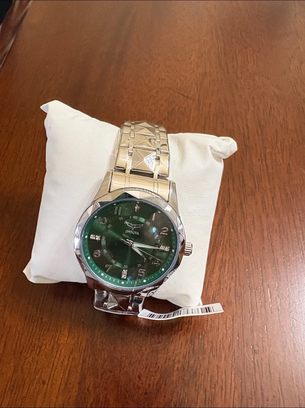 Invicta Silver Watch with Green Sunburst Dial